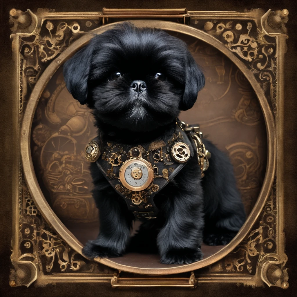 Adorable small black Shih Tzu puppy 