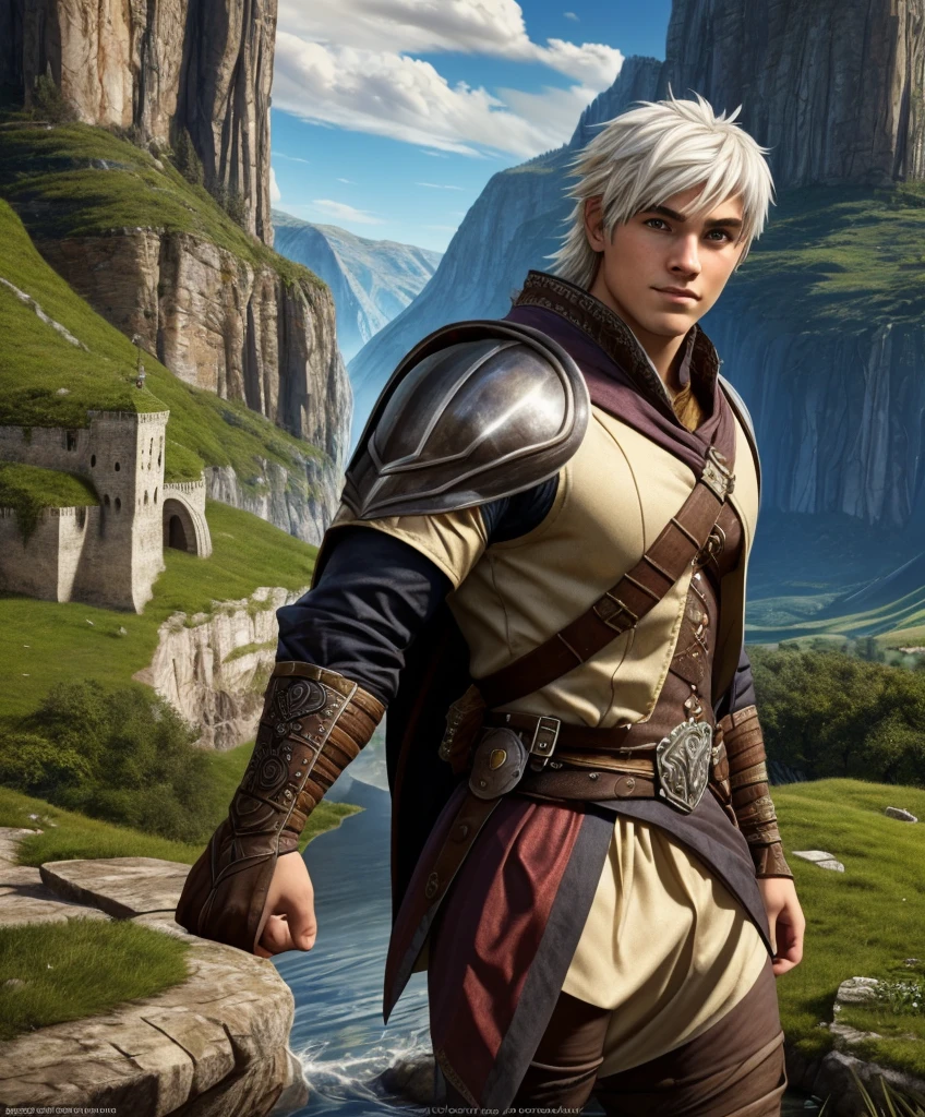 (((Luxurious white hair and sexy smirk.))) (((18 years old.))) (((18yo.))) (((Cute smirk.))) (((Single character image.))) (((1boy))) (((Looks like beefcake male fantasy character.))) (((18 years old.))) (((18yo.))) (((Dressed in medieval fantasy attire.))) Cute guy. Hot guy.  (((Looks like Adonis.))) (((Dressed in medieval fantasy attire.))) (((Intense, sexy stare.))) (((Beautiful long sexy hair.))) Boyfriend in a fantasy setting. Looks like a fun-loving and heroic male adventurer for Dungeons & Dragons. Looks like a very attractive male adventurer for a high fantasy setting. Looks like a hot boyfriend. Looks like a handsome and rugged male adventurer for Dungeons & Dragons. Looks like a handsome male for a medieval fantasy setting. Looks like a Dungeons & Dragons adventurer, very cool and masculine hair style, black clothing, handsome, charming smile, adventurer, athletic build, excellent physique, confident, gorgeous face, gorgeous body,  detailed and intricate, fantasy setting,fantasy art, dungeons & dragons, fantasy adventurer, fantasy NPC, attractive male in his mid 20's, ultra detailed, epic masterpiece, ultra detailed, intricate details, digital art, unreal engine, 8k, ultra HD, centered image award winning, fantasy art concept, digital art, centered image, flirting with viewer, best quality:1.0,hyperealistic:1.0,photorealistic:1.0,madly detailed CG unity 8k wallpaper:1.0,masterpiece:1.3,madly detailed photo:1.2, hyper-realistic lifelike texture:1.4, picture-perfect:1.0,8k, HQ,best quality:1.0,

 best quality:1.0,hyperealistic:1.0,photorealistic:1.0,madly detailed CG unity 8k wallpaper:1.0,masterpiece:1.3,madly detailed photo:1.2, hyper-realistic lifelike texture:1.4, picture-perfect:1.0,8k, HQ,best quality:1.0,


