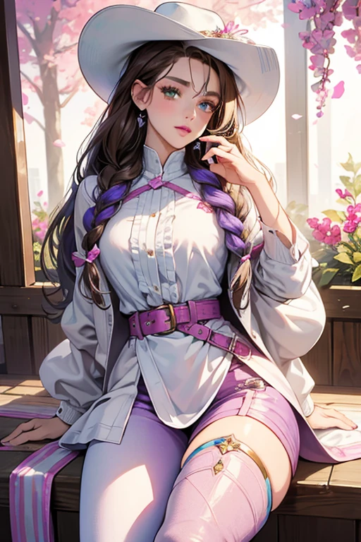 Lonestar has long brown hair styled into two rope braids, except two curly strands framing her face. She has fair skin, green eyes and pink lips. Her main outfit is inspired by country music, and consists of a white cowgirl hat, white jacket with metallic fringes and buttons, a top with a purple and white checker pattern that it tied at the bottom, a belt with a blue heart-shaped buckle, purple jeans with a white streak on both sides and white high-heeled boots with a silvery tip and blue spurs. She's got silvery spur-shaped earrings. Her nail polish is pink, matching her lips, eye shadow and blush.

Like the other OMG Remix dolls, she's got a beauty mark, hers located under the outer corner of her right eye.  SPARKLE; GLITTER