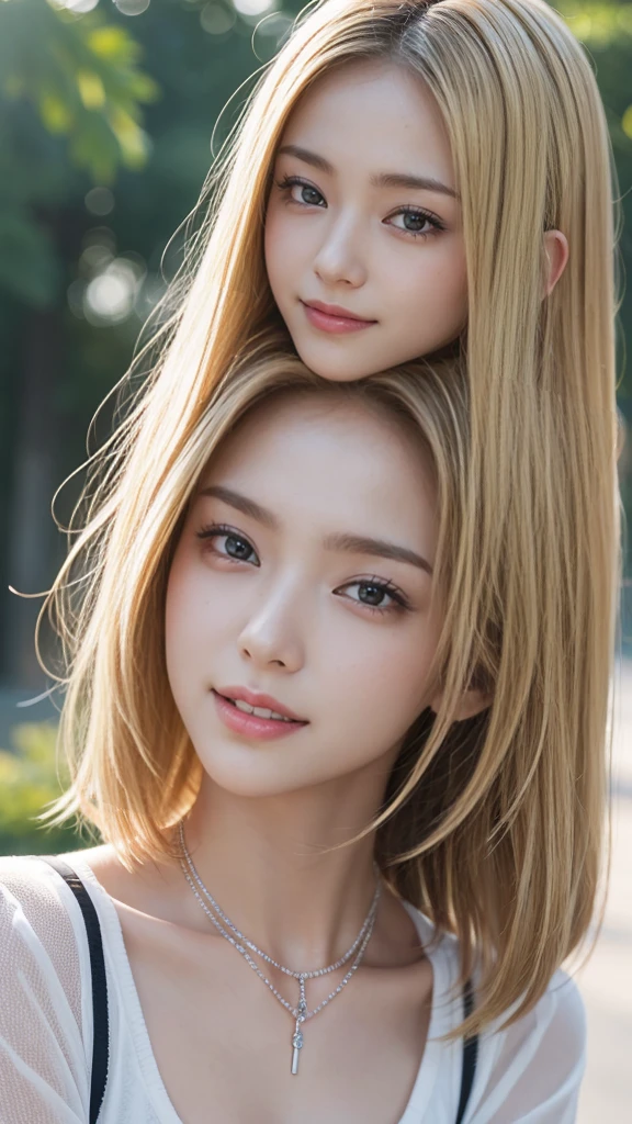 (Raw photo:1.2)、highest quality、Precise beauty、beautiful long hair woman、The most beautiful women in the world、Beautiful and sharp face、21 years old、Also々himself、Smooth super short hair that looks blonde、highly detailed face、Cute smiling girl、happy look、beautiful and detailed eyes、eyeliner、small face、plump breasts、T-shirt、necklace、semi-backlit、High resolution、8K wallpaper、The gesture of pulling up the hair(photorealism:1.4)、Super detailed、masterpiece、stick one out'Pre-shares、Very bright photo、at disneyland、(laughing out loud)、Take off your pants and put them on your fingers:1.5