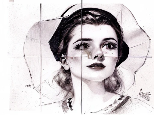 drawing of a woman with a hat on her head, inspired by Grete Stern, portrait in the style of craola, art deco portrait, portrait of a woman's face, potrait of a female face, portrait no. 1, portrait of woman's face, woman's face, face portrait of a woman, by Amelia Peláez, portrait of face