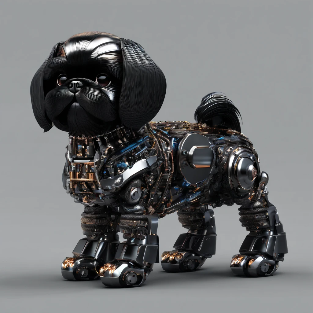 Adorable small black Shih Tzu puppy