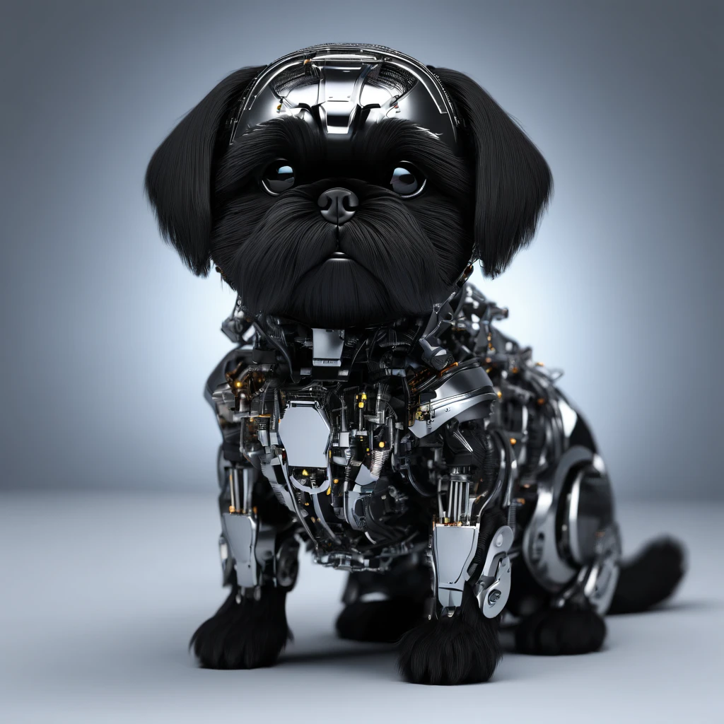 Adorable small black Shih Tzu puppy 
