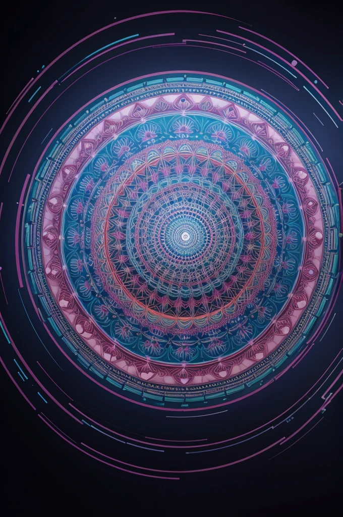Minimalist psychedelic whole mandala with invisible background