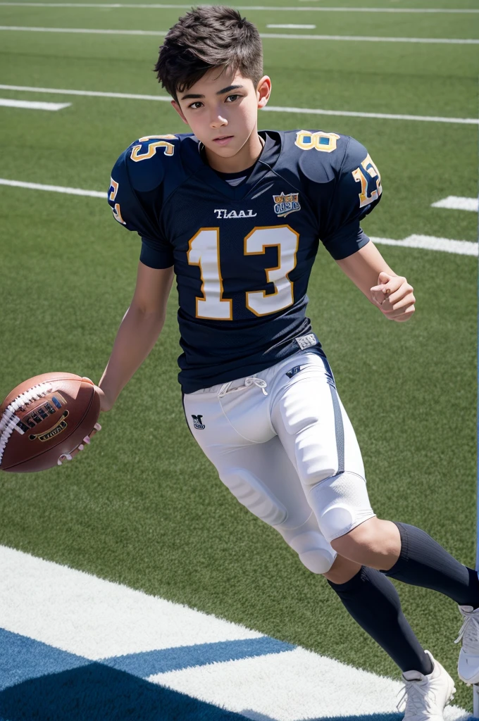 Teenage boy on a football field