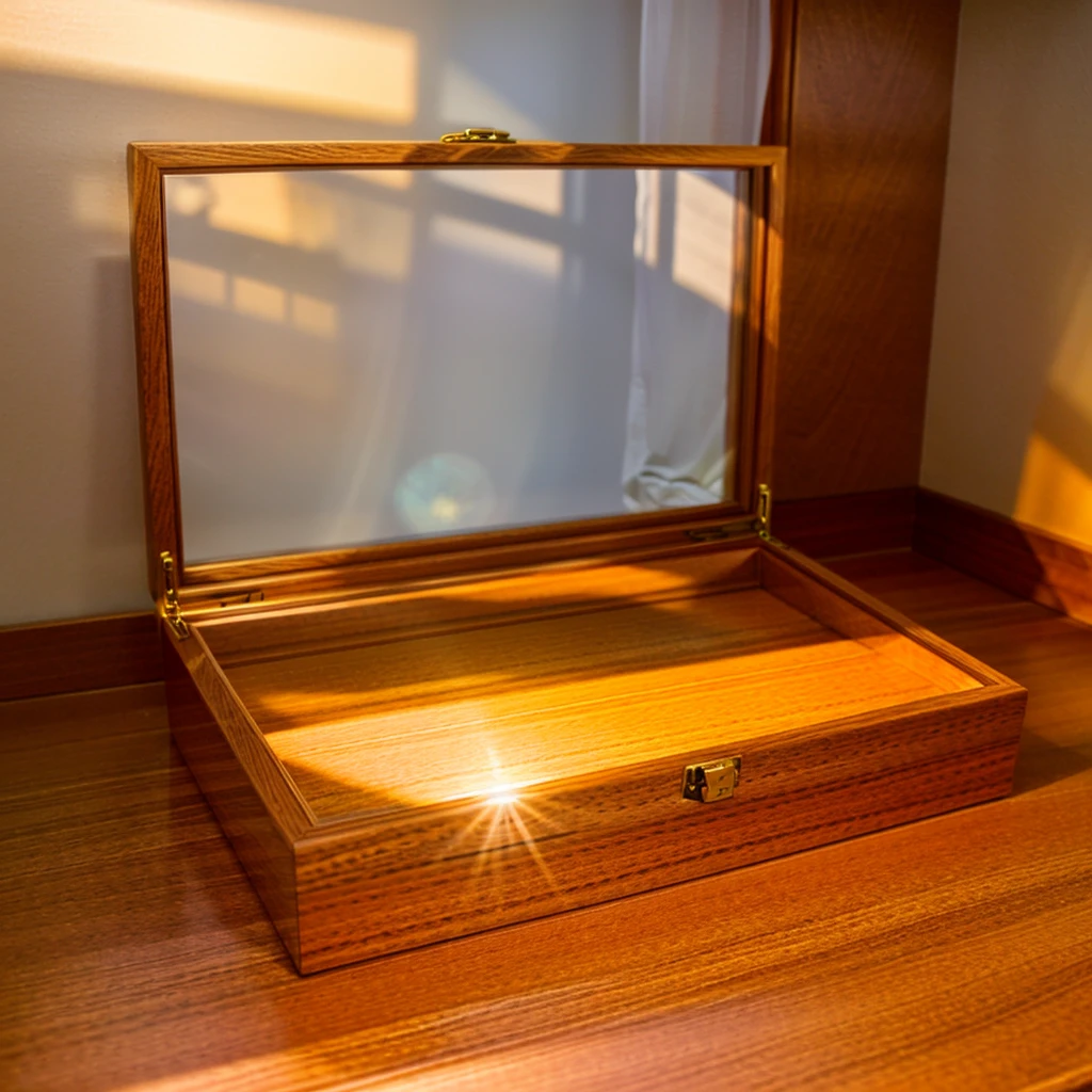 In this cozy room,A ray of sunlight shone through the half-drawn curtains on the table,Let the wood grain on the watch storage box shine with a faint luster。There was a calm and peaceful atmosphere in the air around them。There are several still lifes hanging on the walls of the room,It adds a touch of elegance to the space。And on the other side of the room,The half-open window lets in the breeze,The pages on the small desk by the window turned in the wind,This quiet scene gives a sense of tranquility and comfort。Soft sunlight falls on the box,Make its surface appear faintly shadowed。These shades make the texture of the box richer,More three-dimensional。The shadow of the box contrasts sharply with its surroundings,It also shows the delicacy and texture of the watch storage box。