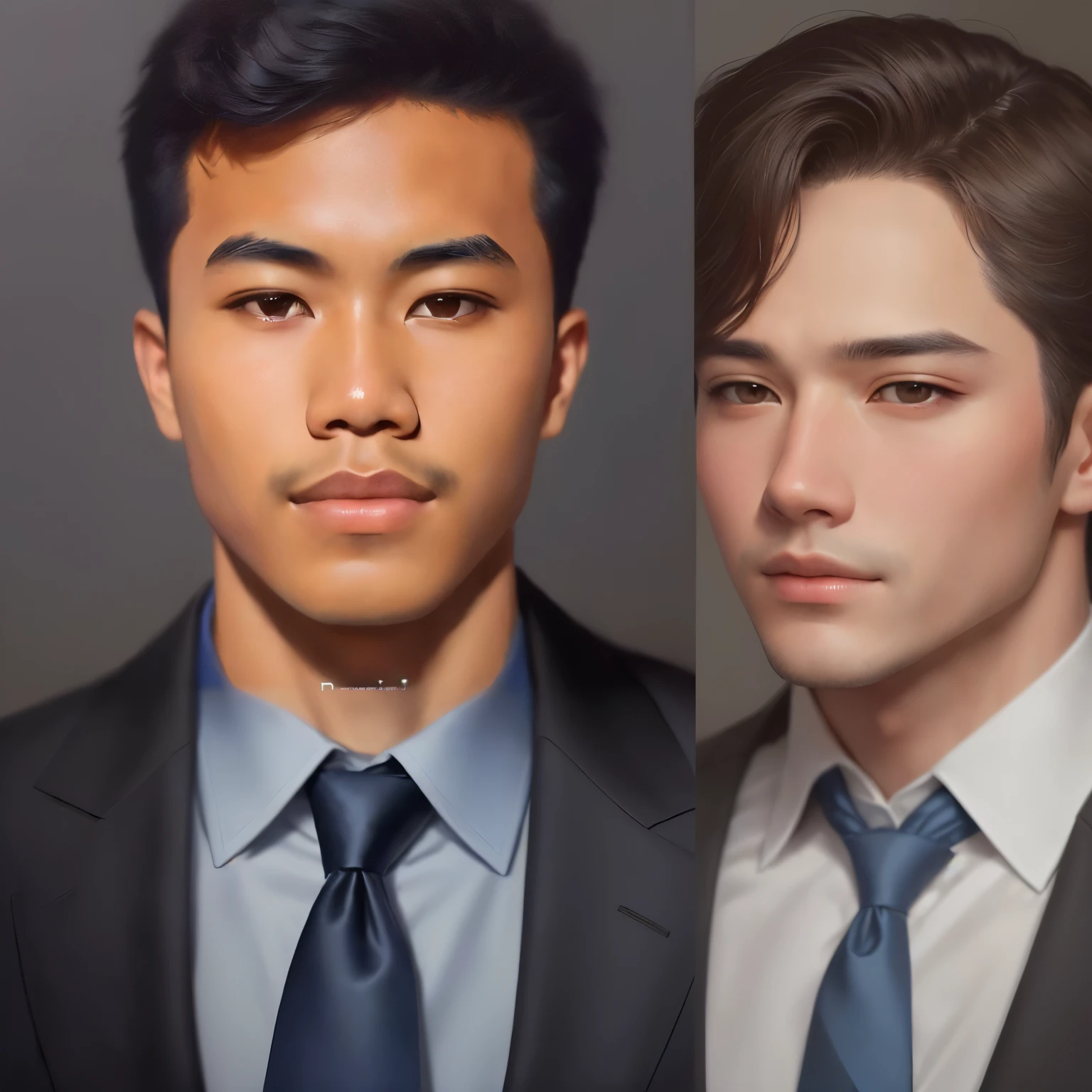 a close up of a man in a suit and tie with a blue shirt, realistic portrait, realistic studio portrait, realism artstyle, realistic portrait photo, realistically rendered face, realistic detailed face portrait, realistic face, single realistic face, face realistic, photo realistic portrait, inspired by Russell Dongjun Lu, realistic and defined face, semi realism, realism art