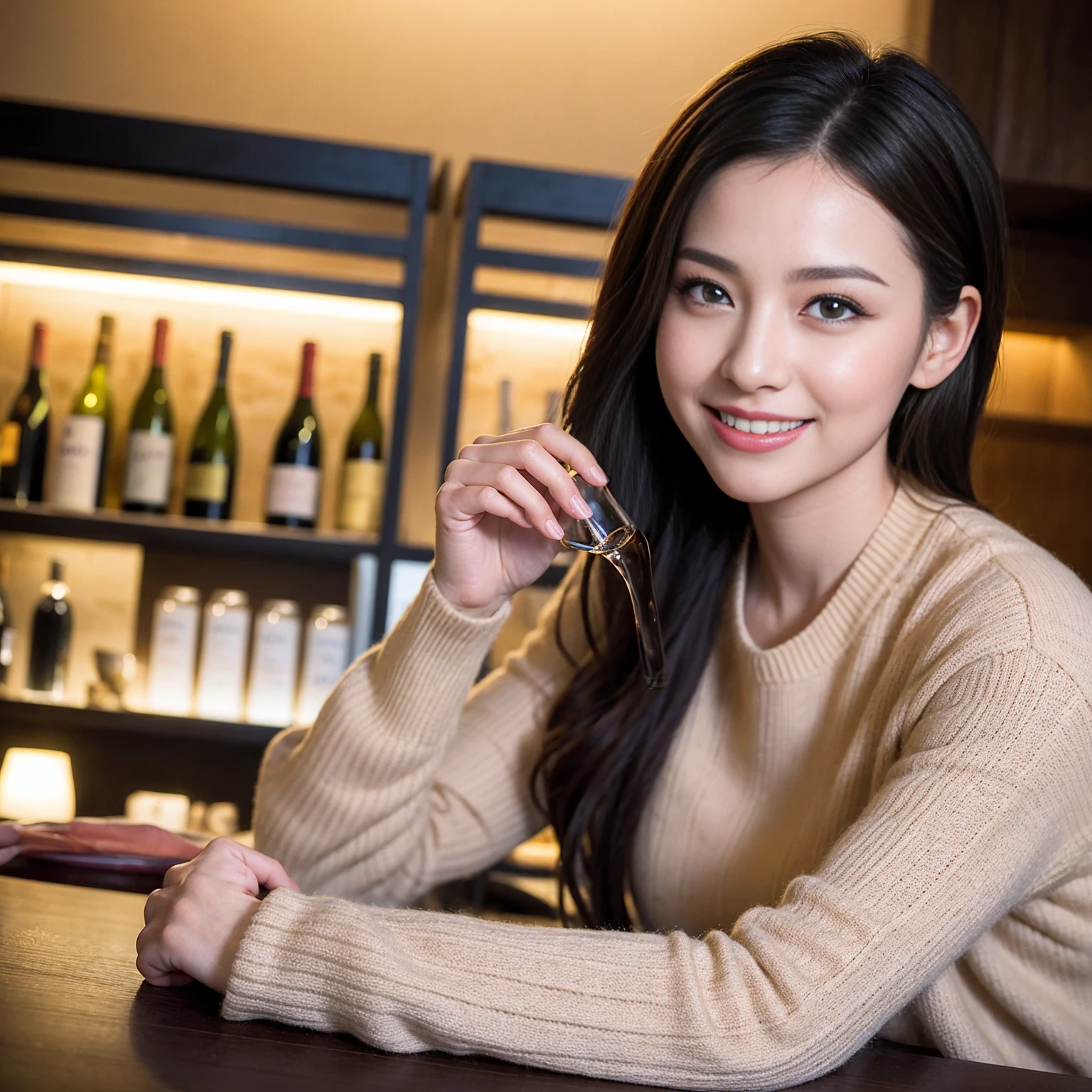 ((Highest quality、8K、masterpiece:1.3))、slimカップル、Pink Lover、modelカップル、(Realistic, Intricate details:1.2), full-course dinner、Wine Party、Amazing view of the sunset sky and clouds、A bright smile、The wonderfulness of smile、Bright image、The beauty of wine, Beautiful Face, blue eyes, The light shines on your face, Blushing, short hair,Bright Face、 (Age 37), 39 years old, red wine 、Appetizers、Italian food、Wine bottle、Champagne、sparkling wine、Two beauties、Brown Hair、Shortcuts、Long sleeve shirt、dress、Beautiful woman 1, (slimな顔), (The body is slim), (Brown Hair), (Shortcuts), cheeks turn a little red,Attractive beauty、restaurant, In a prominent place (From the waist up) Nova Frog Style, actress, model, Upper Body, White wine, slim, wine glass, 中央に置かれたwine glass, smile, (smile: 1.15), Beautiful fine grain, Depth f/2,saturation, High Contrast, Strong light and shadow,Moist Body:1.5、3D texture、Delicate eyes、Brown Hair、The hair is very shiny、