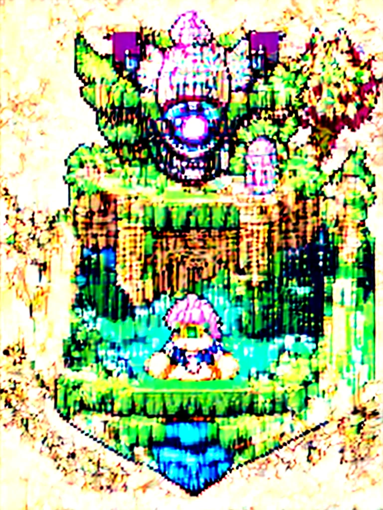 Imaginary creature, friendly and energetic, with a light cream color, a large head in proportion to the body, V-shaped ears pointing upwards with a bright orange exterior and a cream interior, large and expressive green eyes with a sparkle reflecting joy and determination, pink hair, and slightly rosy cheeks, displaying a friendly and energetic expression.
