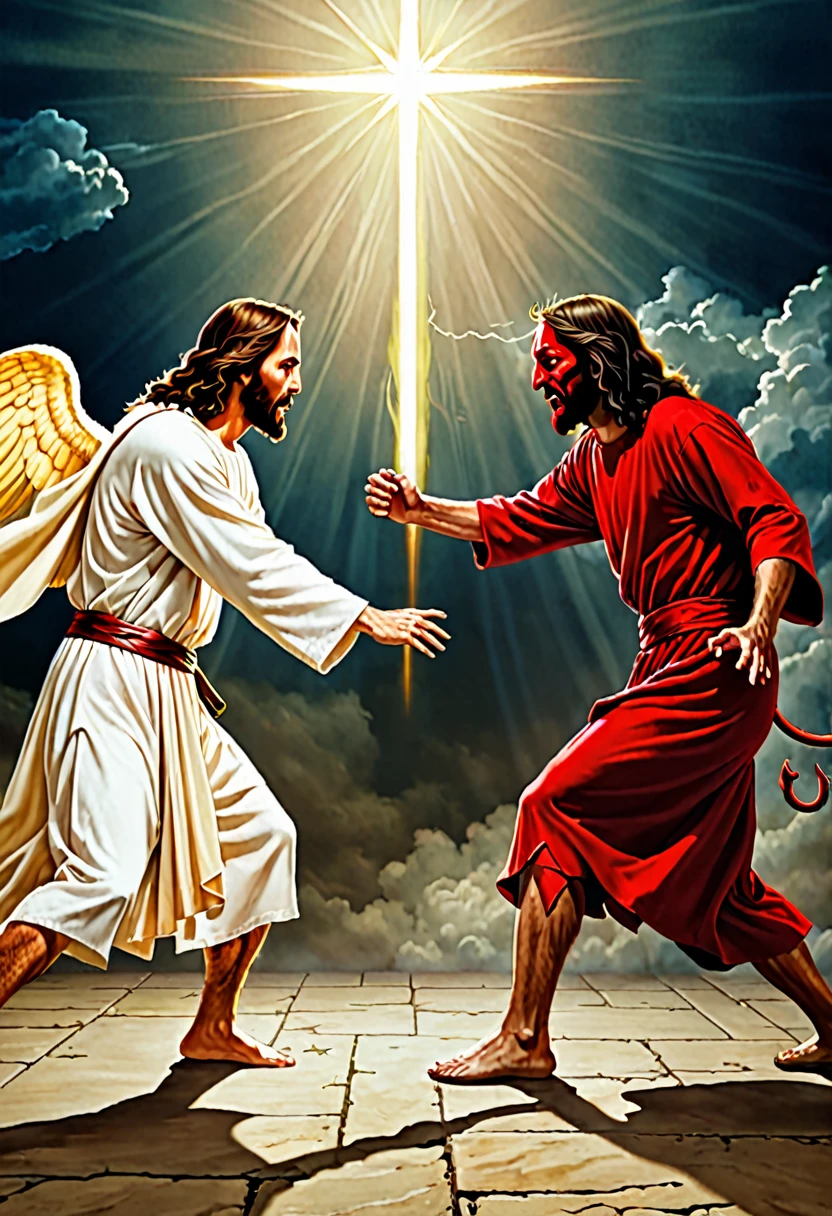 Jesus vs devil realistic 3d