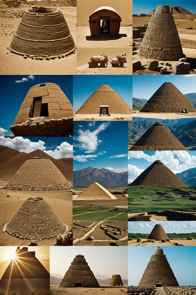 Caral culture in collage of 8 images