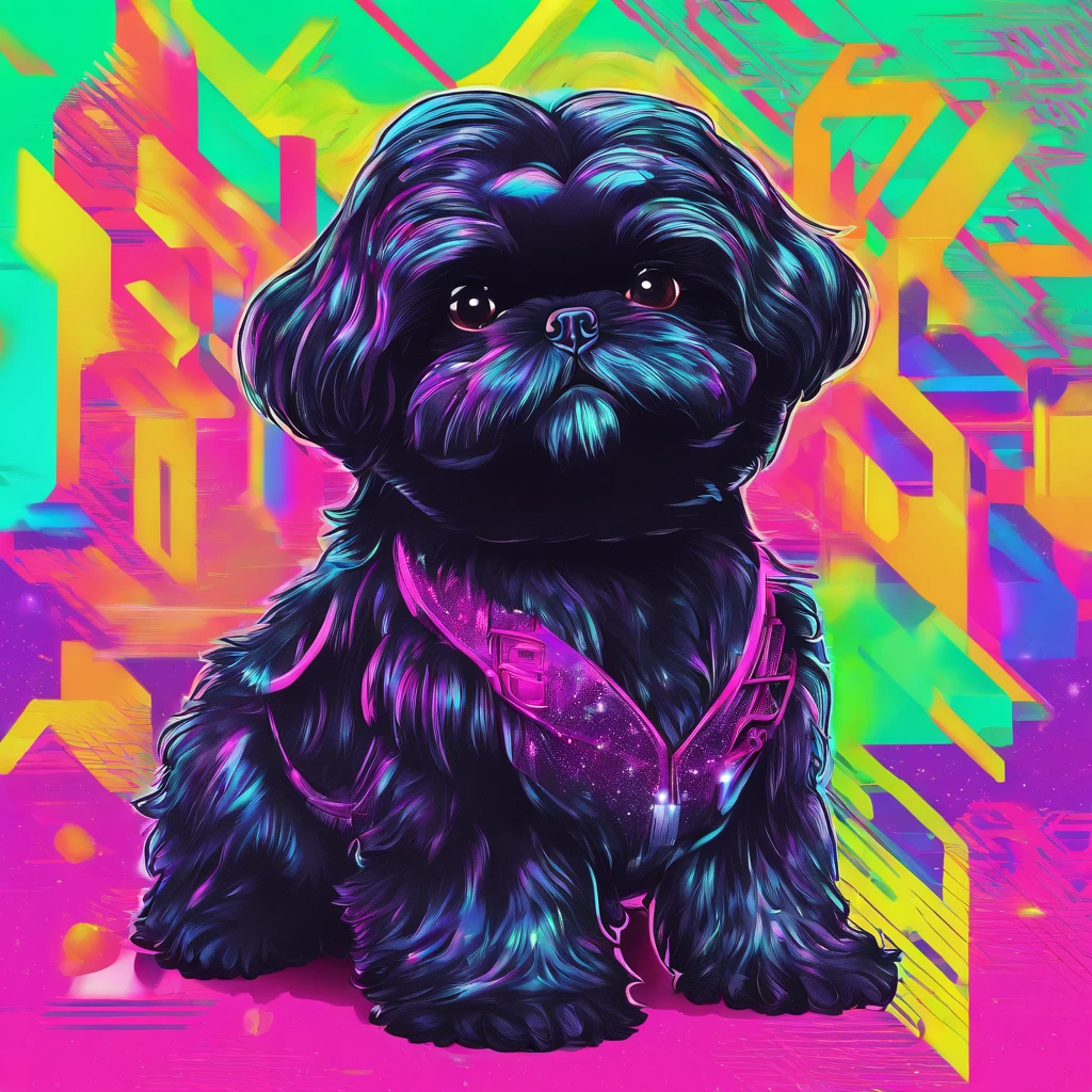 Adorable small black Shih Tzu puppy