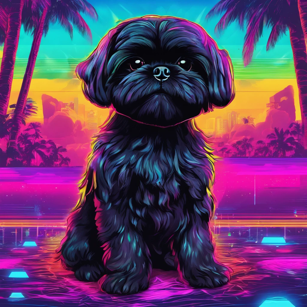 Adorable small black Shih Tzu puppy 