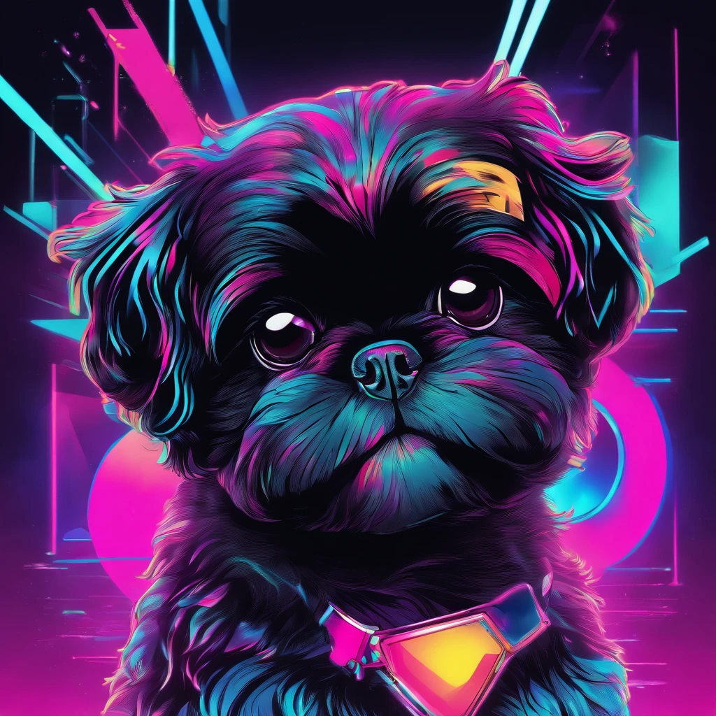 Adorable small black Shih Tzu puppy