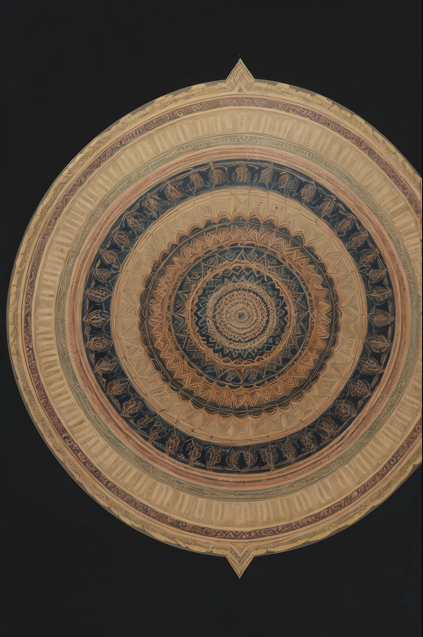 drawing of a small minimalist psychedelic mandala with neutral background