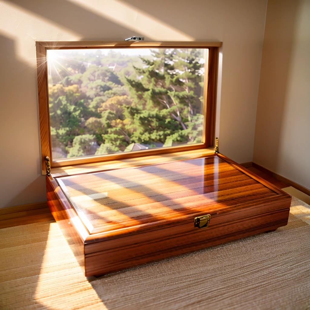 In this cozy room,A ray of sunlight shone on the table through the half-drawn curtains,Let the wood grain on the watch storage case shine with a faint sheen。There is a calm and serene atmosphere in the surrounding air。Several still lifes hang on the walls of the room,It adds a touch of elegance to the space。And on the other side of the room,A half-open window lets the breeze blow in,The pages on the small desk by the window flipped in the wind,This quiet scene gives a sense of tranquility and comfort。