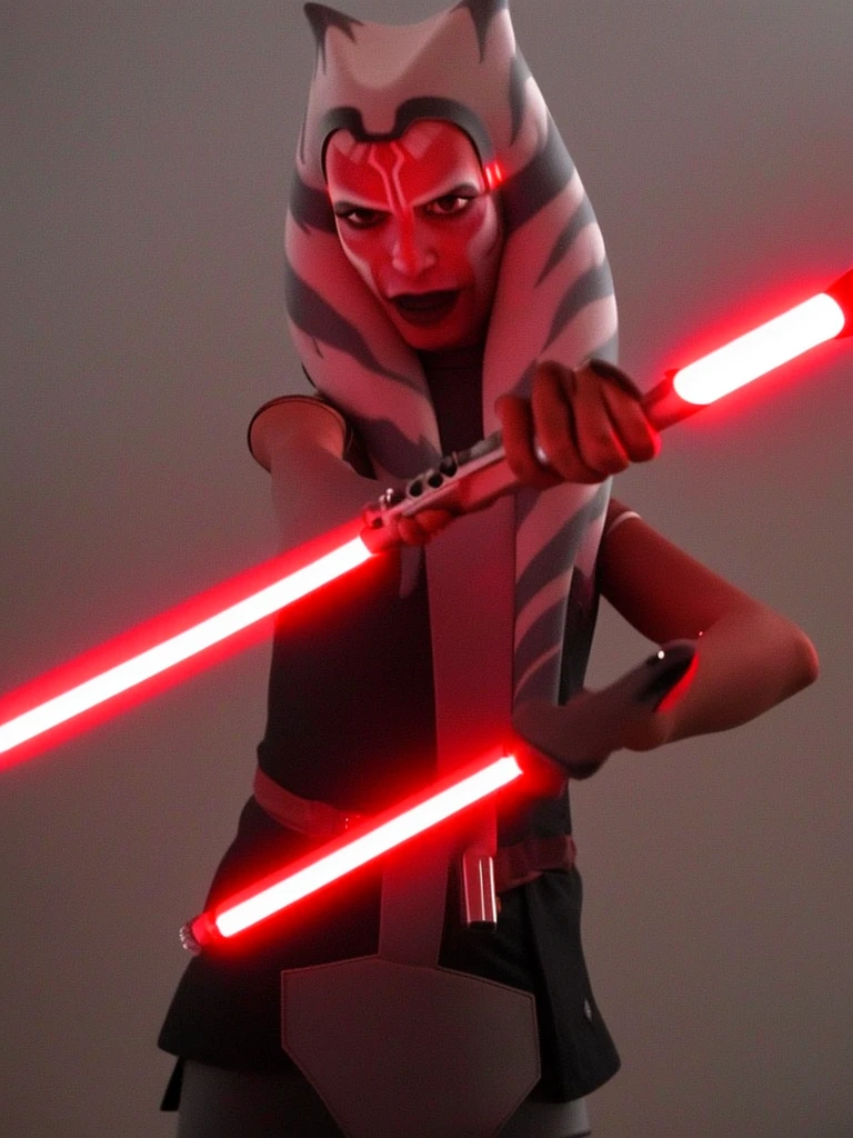 (masterpiece), (best quality), ahsoka tano, red lightsaber, dark ahsoka, sith