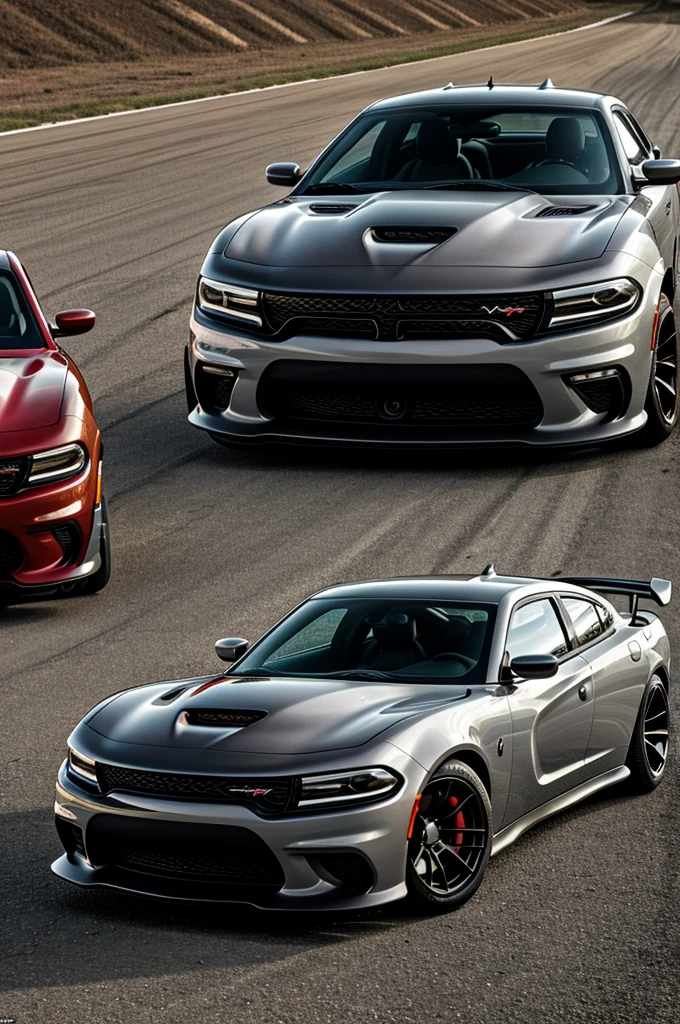 Create wallpaper of the Dodge charger srt hellcat widebody 2023 super modified gray car