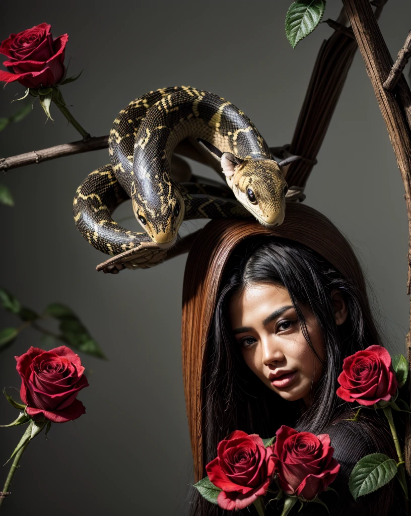 Tattoo beautiful snakes and roses