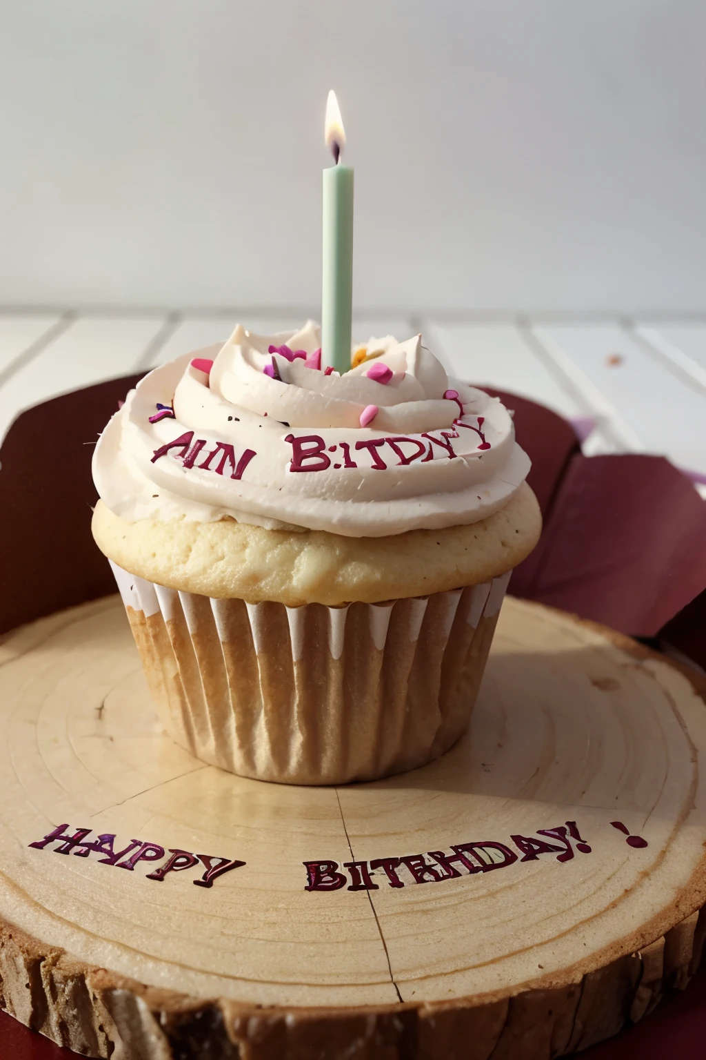 a cupcake with happy birthday azi written on it