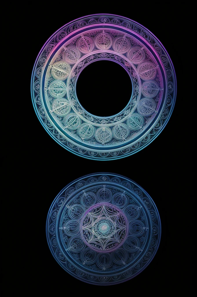 colorful sacred geometry image , black backdrop,