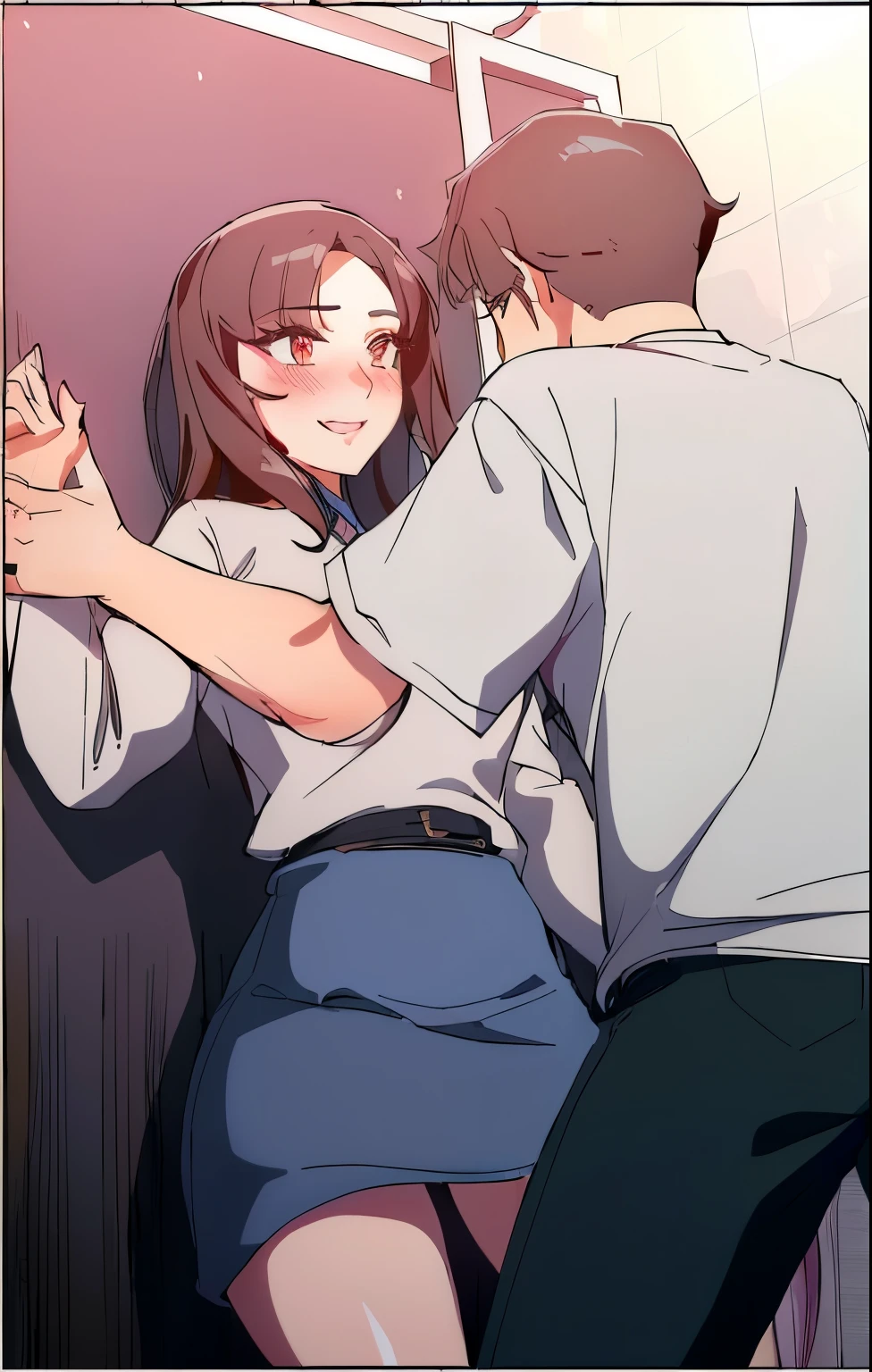 girl with long hair, Bblack hair, gorgeous brunette, sultry gaze, lovely eyes, provocative smile (Bblack hair) Lots of details in the clothes, detailed light and shadow, 8K, Perfect anime, sexy girl, big boobies, very sensual, blush cheeks