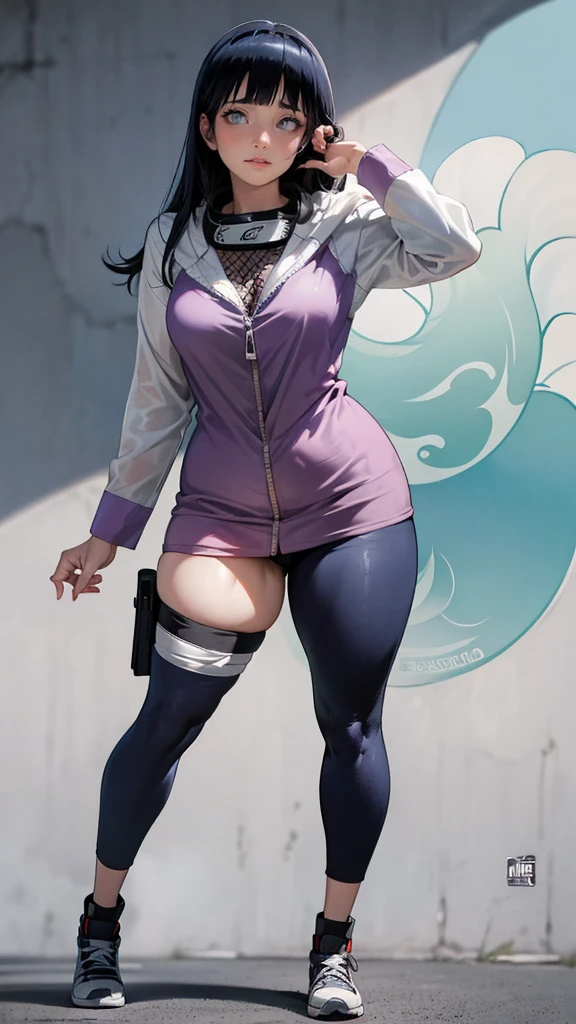 (hyuga Hinata, very sensual, with funk girl clothes, Brazilian, Rio de Janeiro, dancing funk, rolling, big-ass, legs thick, wearing black leggings, No blouse, sutiãa shows, umbigo com pirsing, sneakers Nike, big hair, Speaker behind, very realistic, extremely sexy, 8K, 8K extremamente detalhado), (an extremely delicate and beautiful), (Masterpiece artwork), (best qualityer: 1.0), (ultra highres:1.0)
