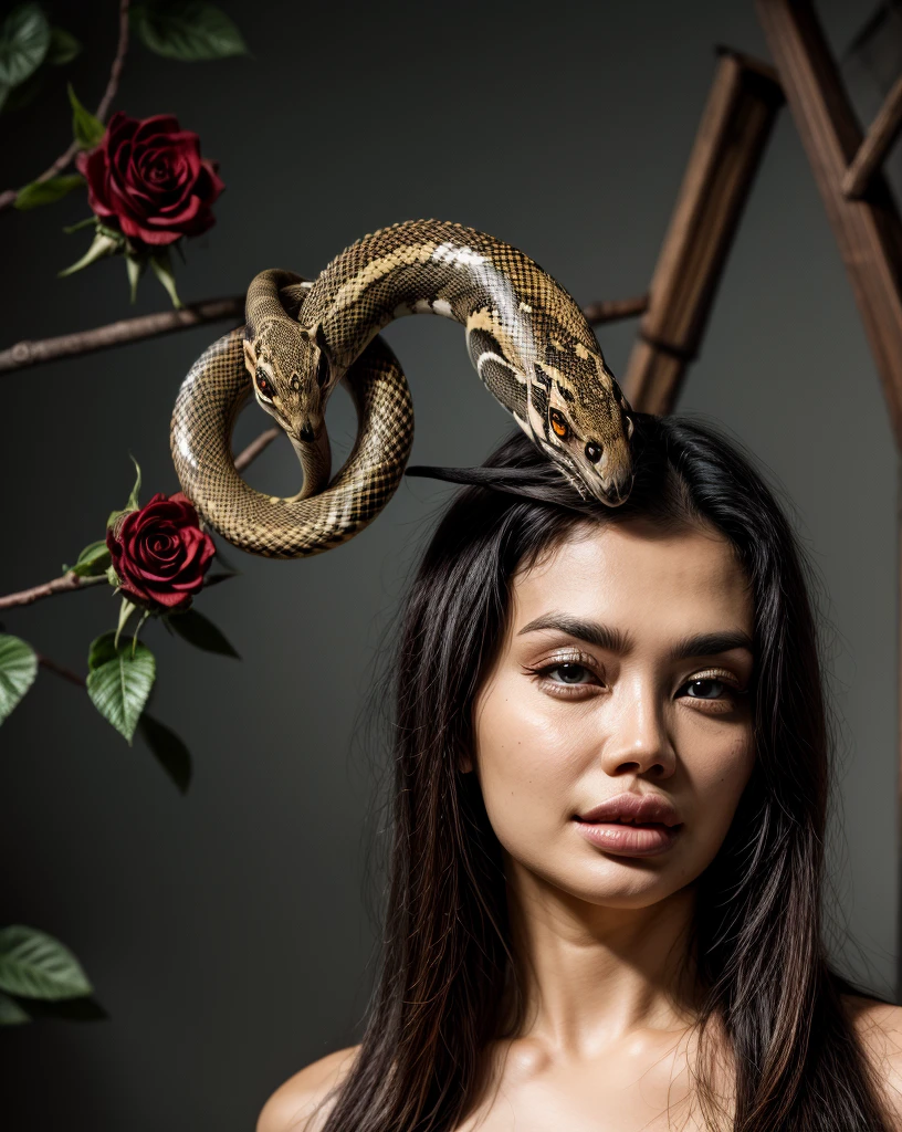 Tattoo beautiful snakes and roses