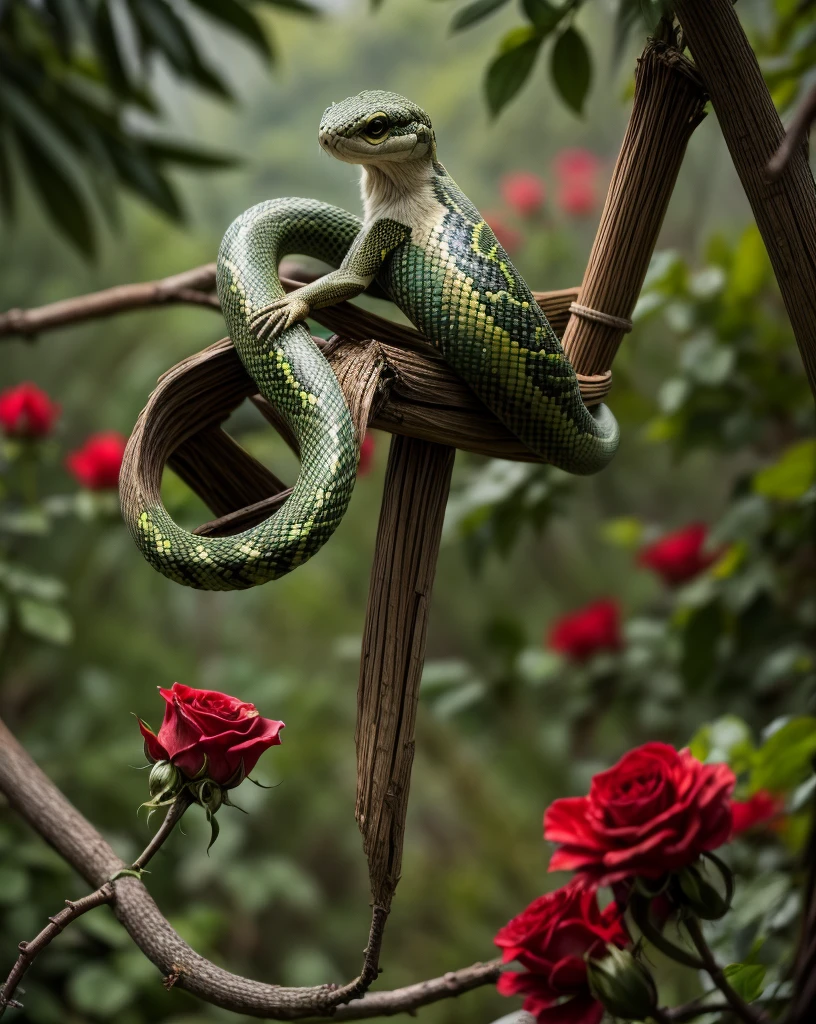Tattoo beautiful snakes and roses