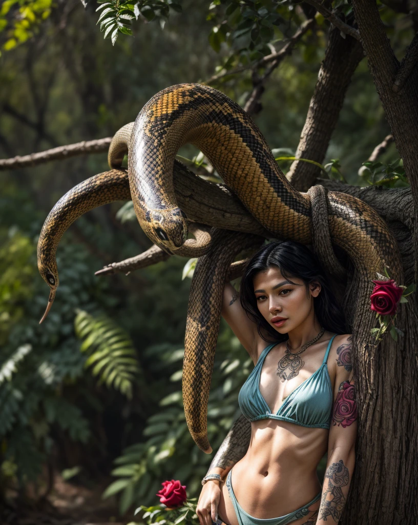 Tattoo beautiful snakes and roses