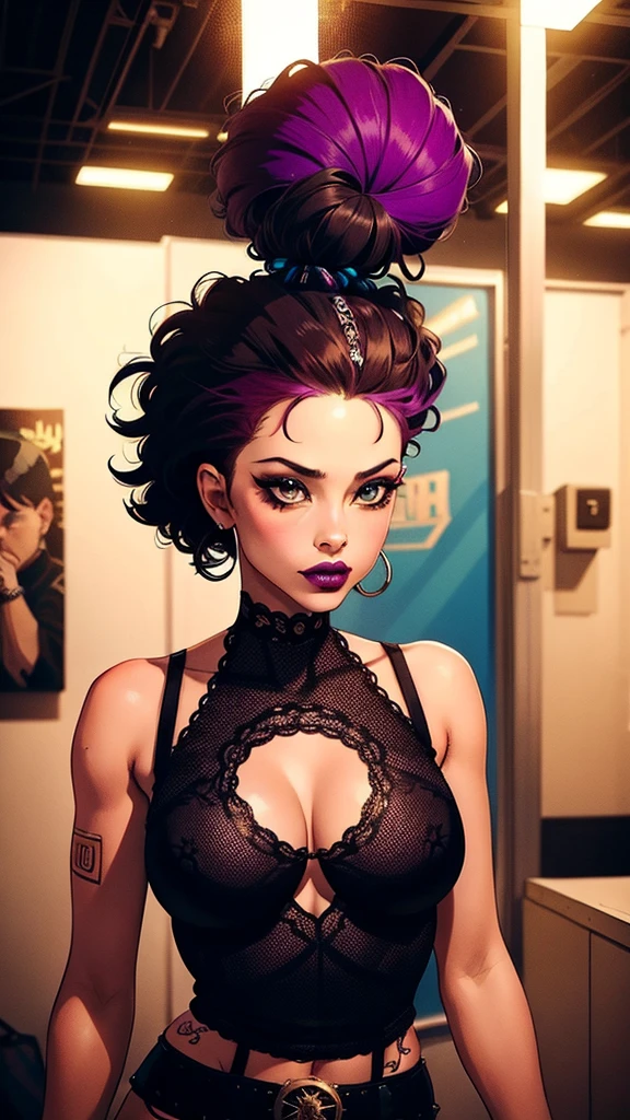 girl spacepunk,(((1girl))),((cute and beautiful afro haired girl)),((((black race)))), (large breasts:1.4),saggy breasts,(((( neon purple afro hair:1.35,((afro hair:1.35)),afrohair,afro:1.35,dark hair, neon purple hair, Double hair bun:1.3)))),medium hair,((heterochromia:1.5, (yellow_eye and red_eye))),intricate eyes, beautiful detailed eyes, symmetrical eyes,((fat)),((((tan,dark skin,black skin:1.35,dark-skinned_female,dark skin:1.3,ebony skin, lustrous skin:1.5,bright skin: 1.5,shiny skin, very shiny skin,shiny body, illuminated skin, wet legs)))),(spider lower abdomen, narrow waist, wide hip, athletic body, inflated legs),(((detailed face))), cute,slutty, sensual, seductive look,seductive, erotic, enchanting,((nsfw)), revealing clothing, show skin,(((neon green fishnet dress))),((slave collar)),(((wet clothes, intricate outfit, intricate clothes))), (dynamic pose:1.0),solo focus, embarrassed,(centered,scale to fit dimensions,Rule of thirds), cyberpunk city by the ocean at night, with bright neon signs and dark stormy clouds and puddles, scenery:1.25, artistic photography,(photography taken by sldr),highres, sharp focus, (ultra detailed, extremely detailed), (photorealistic artwork:1.37),(extremely detailed CG unity 8k wallpaper),((synthwave background theme)),(((vibrant colors))),(intricate background),(masterpiece),(best quality), girl spacepunk,(((1girl))),((cute and beautiful afro haired girl)),((((black race)))), (large breasts:1.4),saggy breasts,(((( neon purple afro hair:1.35,((afro hair:1.35)),afrohair,afro:1.35,dark hair, neon purple hair, Double hair bun:1.3)))),medium hair,((heterochromia:1.5, (yellow_eye and red_eye))),intricate eyes, beautiful detailed eyes, symmetrical eyes,((fat)),((((tan,dark skin,black skin:1.35,dark-skinned_female,dark skin:1.3,ebony skin, lustrous skin:1.5,bright skin: 1.5,shiny skin, very shiny skin,shiny body, illuminated skin, wet legs)))),(spider lower abdomen, narrow waist, wide hip, athletic body, inflated legs),(((detaile