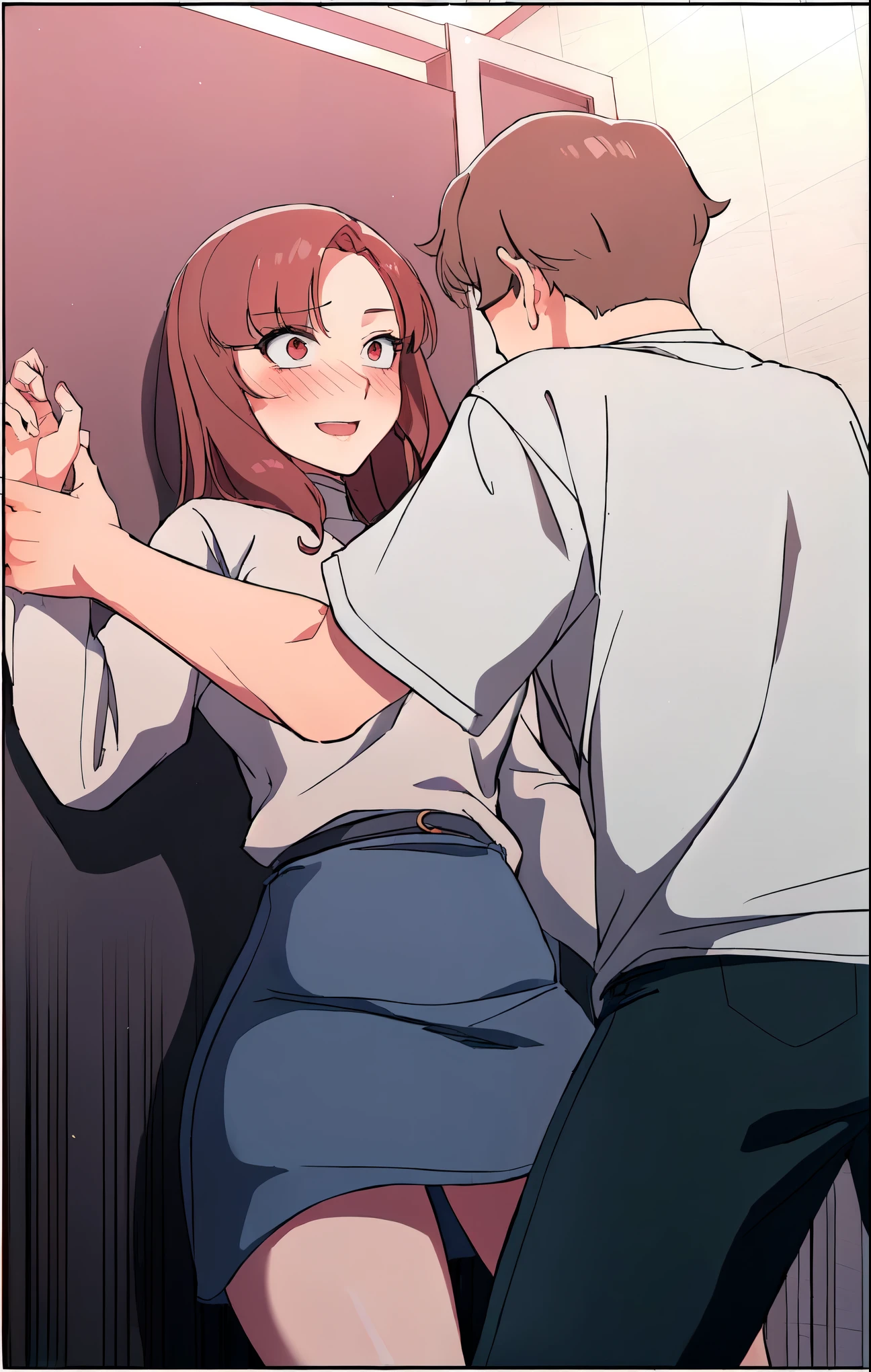 girl with long hair, russet hair, redheadlinda, sultry gaze, lovely eyes, provocative smile (blonde hair) Lots of details in the clothes, detailed light and shadow, 8K, Perfect anime, sexy girl, big boobies, very sensual, blush cheeks