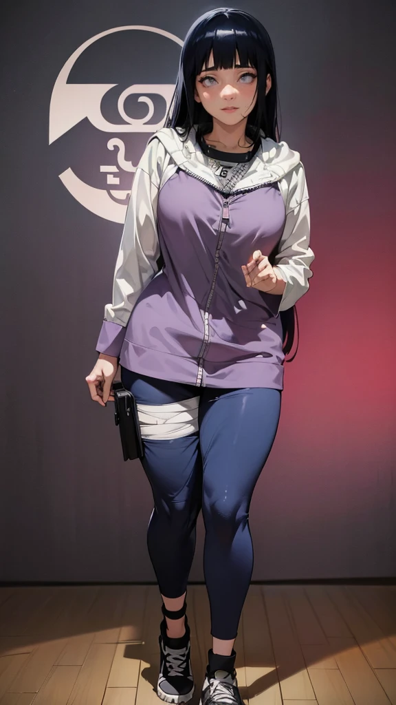 (hyuga Hinata, very sensual, with funk girl clothes, Brazilian, Rio de Janeiro, dancing funk, rolling, big-ass, legs thick, wearing black leggings, No blouse, sutiãa shows, umbigo com pirsing, sneakers Nike, big hair, Speaker behind, very realistic, extremely sexy, 8K, 8K extremamente detalhado), (an extremely delicate and beautiful), (Masterpiece artwork), (best qualityer: 1.0), (ultra highres:1.0)