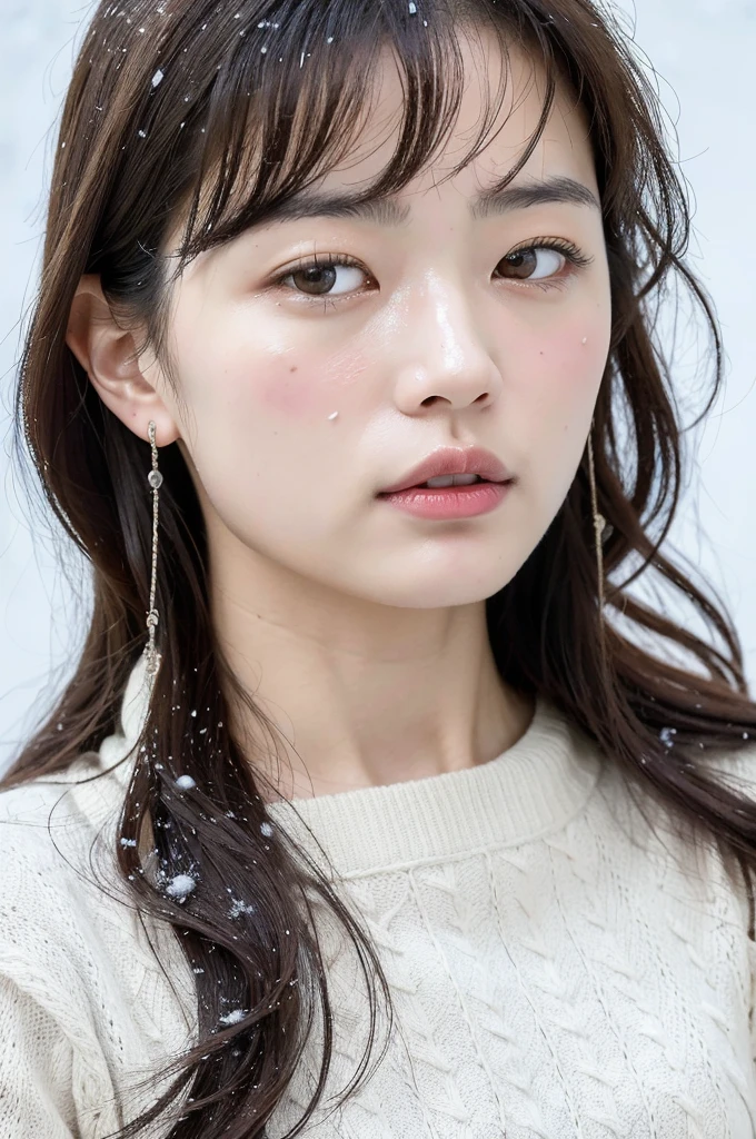 (8k, best quality, masterpiece, ultra highres:1.2) Photo of Pretty Japanese woman
in the (style of paul rubens and rebecca guay:1.1) (melancholy winter snow:1.4)