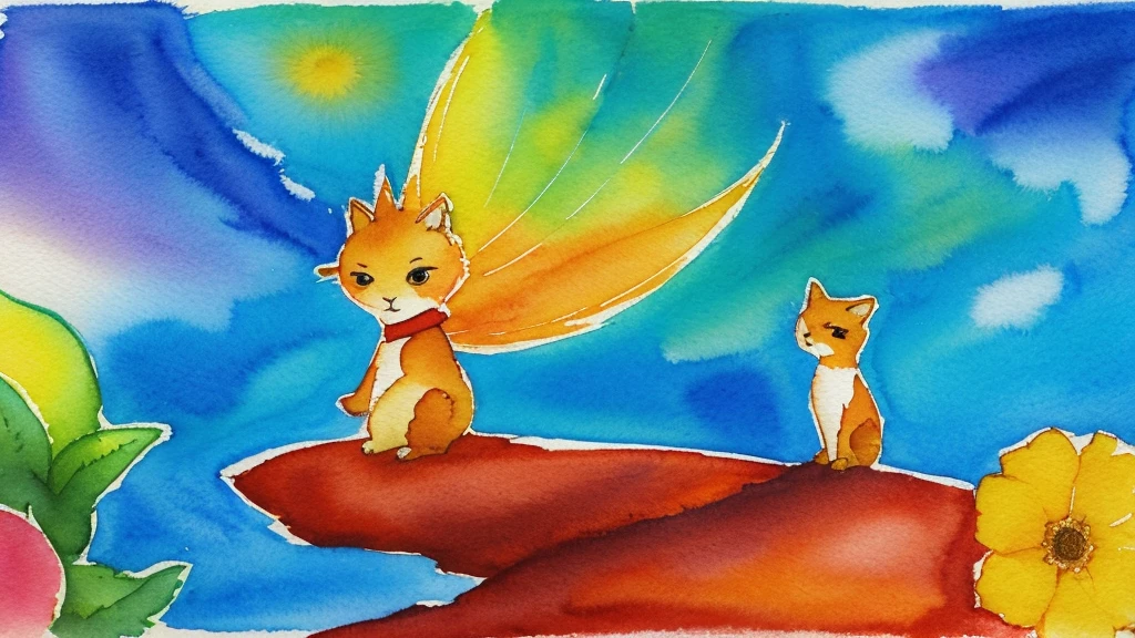 The little prince, watercolor style, vibrant colors