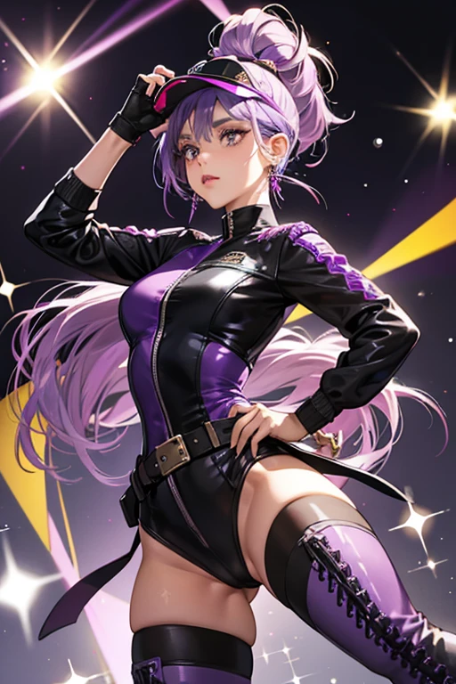 Anime girl with purple hair and blue eyes in a black jacket, digital art from danganronpa, Yayoi Kasuma, gapmoe yandere grimdark, 1 7 - year - old anime goth girl, anime moe art style, jojo anime style, portrait gapmoe yandere grimdark, trigger anime art style, shalltear from overlord