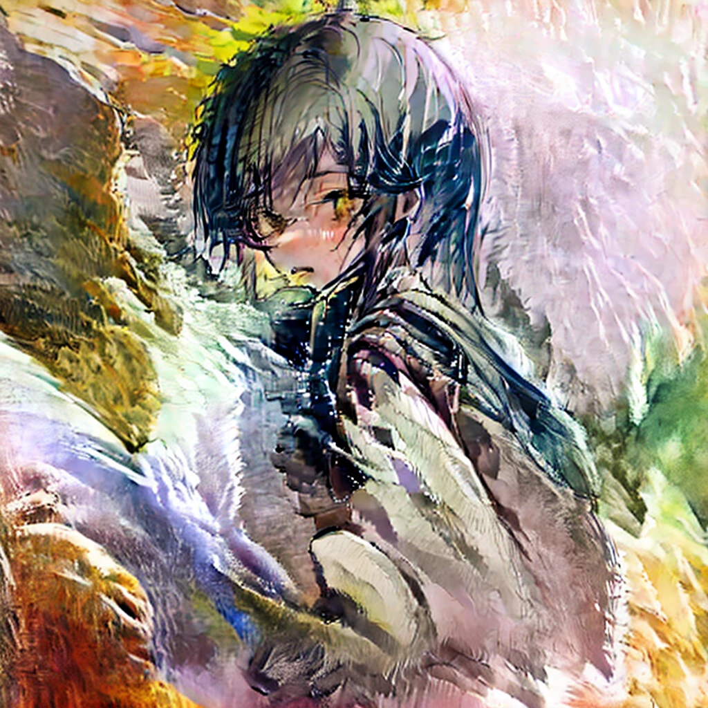 best qualityer, high resolution, boy, round glasses, black hair, bleeding, going crazy,HDR, barba 