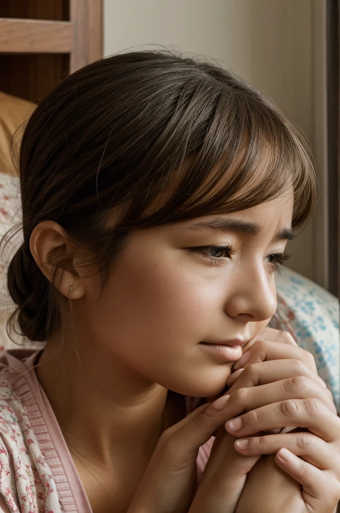 Girl thinks about her deceased grandmother