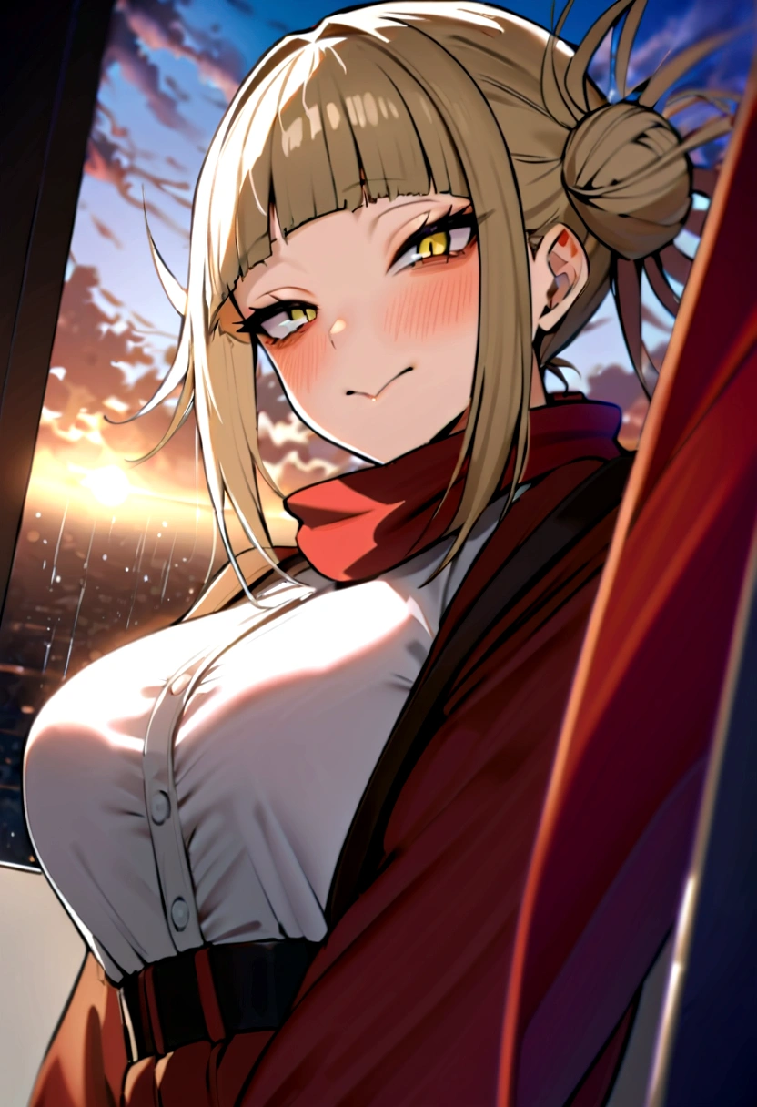 、8kHimiko Toga,Beautiful Eyes,,Beautiful sky, Beautiful Clouds, Rain of blood,Ruby,sunlight、The light and shadow are beautiful、masterpiece,High resolution,Wide-angle leny Hero Academia、Himiko Toga