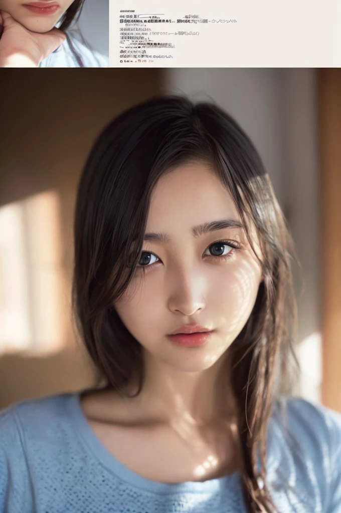 Cute Japanese Women Photos, Little Woman, 20-year-old, Beautiful and perfect face, brown, Beautiful Face, thin: 1.2,Dressed, (photo Realistic:1.4), (hyper Realistic:1.4), (Realistic:1.3),
(Smoother lighting:1.05), (Improving the quality of cinema lighting:0.9), 32k,
1 Girl,20-year-oldの***, Realistic lighting, Backlight, The light shines on your face, Ray Tracing, (Bright light:1.2), (Improvement of quality:1.4),
(Highest quality Realistic textured skin:1.4), Fine grain, Detailed face,
(tired, Sleepy and happy), (smile:0), Face close-up, T-Shirts,
(Enhances the body line:1.1), (Enhances the beauty of skin texture:1.1)