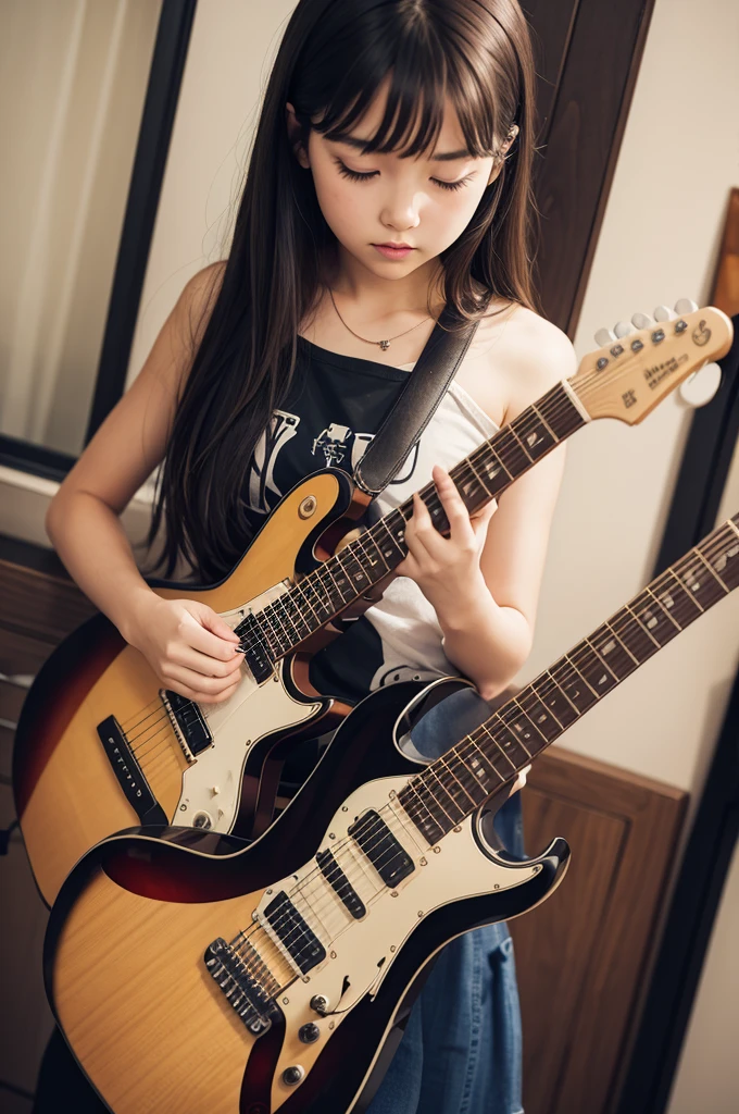 Girl playing a guitar