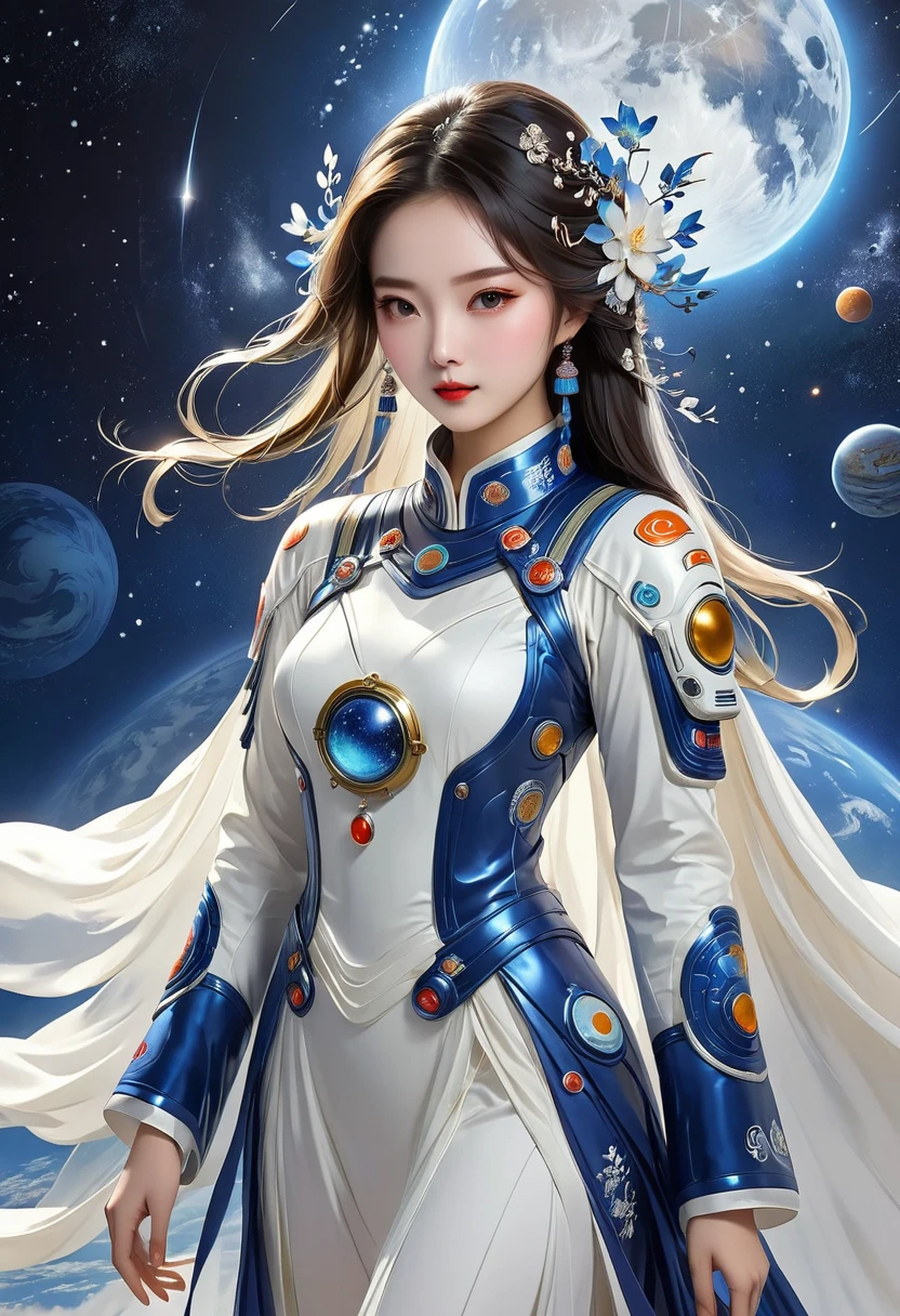 (((国潮Space suit))),capacete de vidro,Space suit:1.37,Chinese elements,Hanfu elements,(((Space suit专业性)))