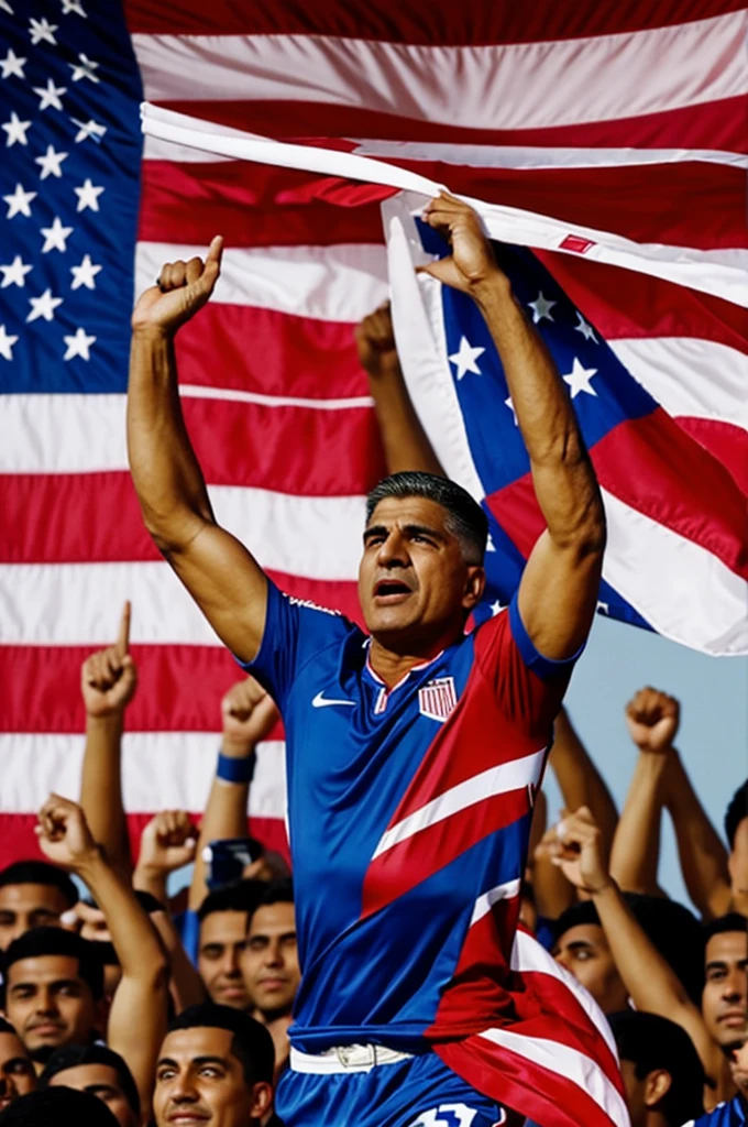 Luis Díaz lifting the America's Cup