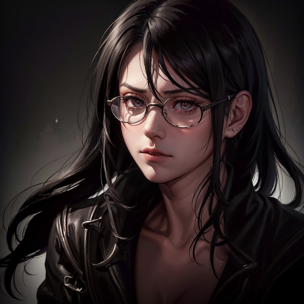 a highly detailed portrait of a young man with round glasses, black hair, bleeding and going insane, (best quality, 8k, highres, masterpiece:1.2), ultra-detailed, (realistic, photorealistic, photo-realistic:1.37), HDR, extremely detailed eyes and face, beautiful detailed lips, long eyelashes, realistic skin texture, intricate facial features, detailed facial expression, blood dripping, crazed look, sharp focus, dramatic lighting, cinematic atmosphere, dark moody colors, deep shadows, dramatic chiaroscuro