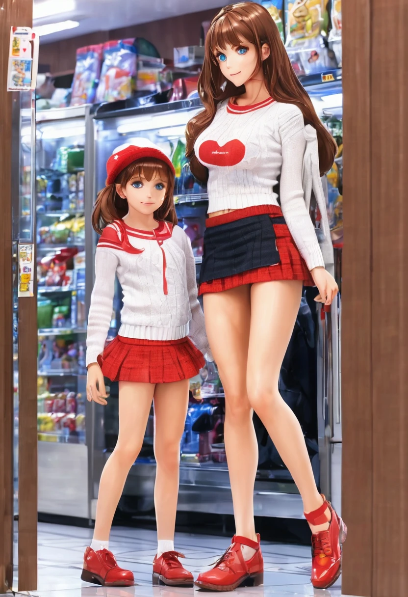 A most Beauty mother-in-law　tiny height, ,　shopping　Supermarket　brown Hair　long hair　girly hairpin　White knitted crop top　((Mother and kiddaughter have the most beautiful breasts)),　micromini skirt　squat, broken home, gangs, (masterpiece), best quality, expressive eyes, perfect face, the tearing of clothes of the daughter, many lewd kids, unclad, skirt lifted, (red bottom), pinned down, puffy nips, damsel in distress, ((cute  body)),  (leg spread open),ryona, short, slap mark, dripping, spurting, fight 