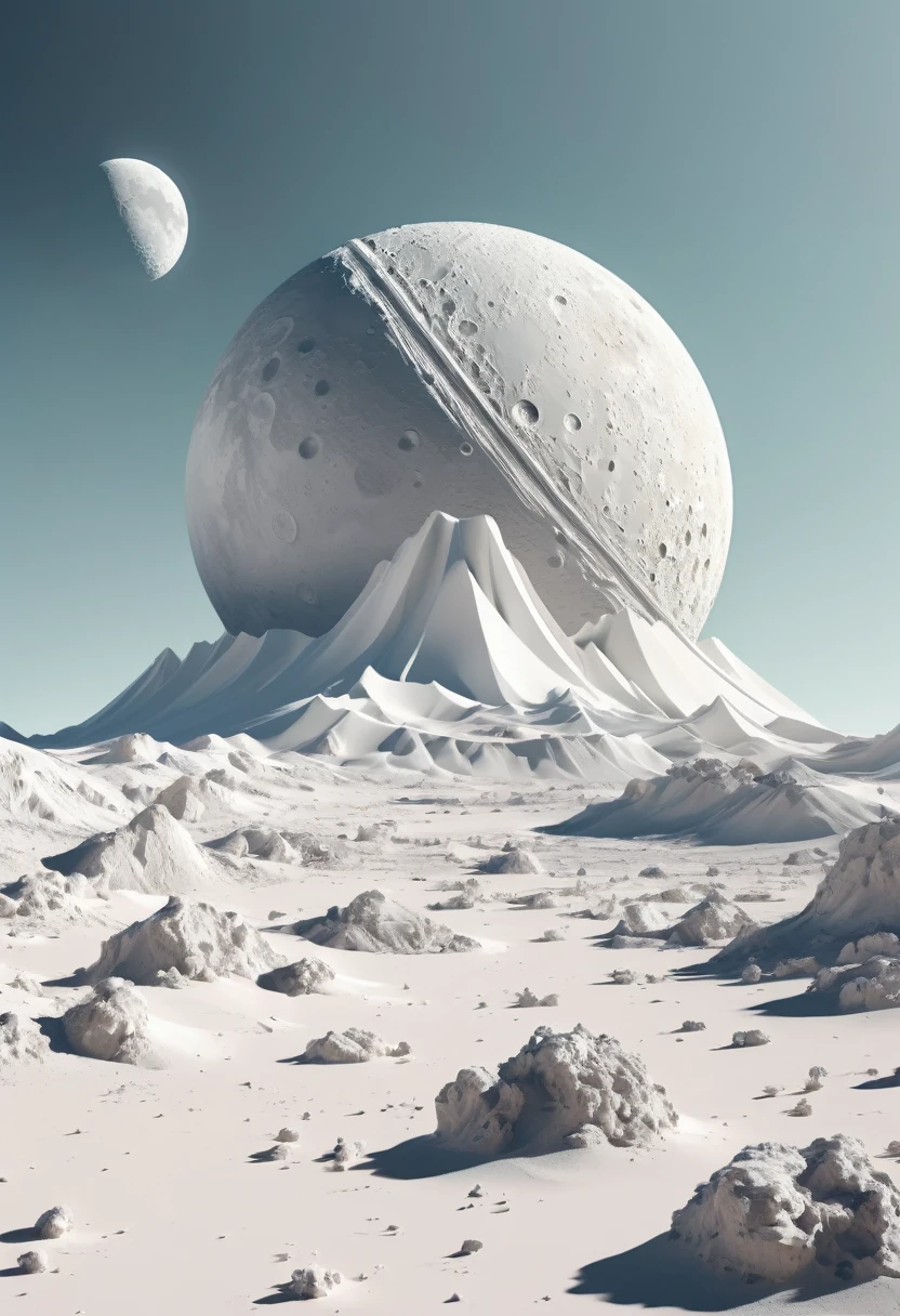 Beautiful award winning 2058s simple flat 3D art editorial infographics of a moon base, pale colors, perfect focus, neutral white background, epic angle, epic composition, hyper maximalist