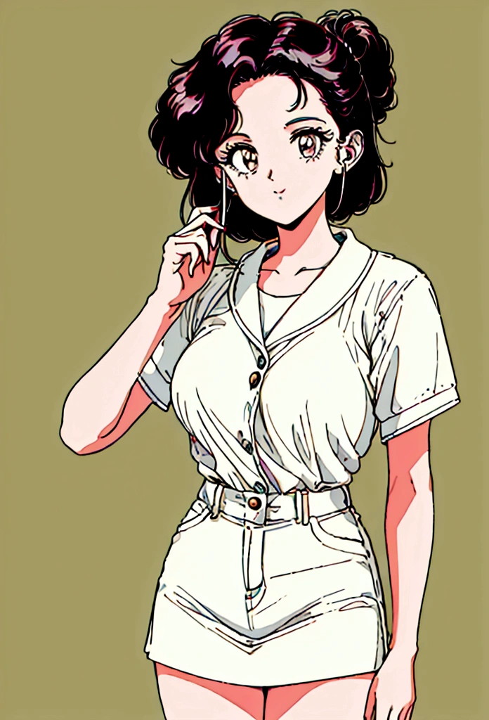 an anime girl , in 80s style off work
