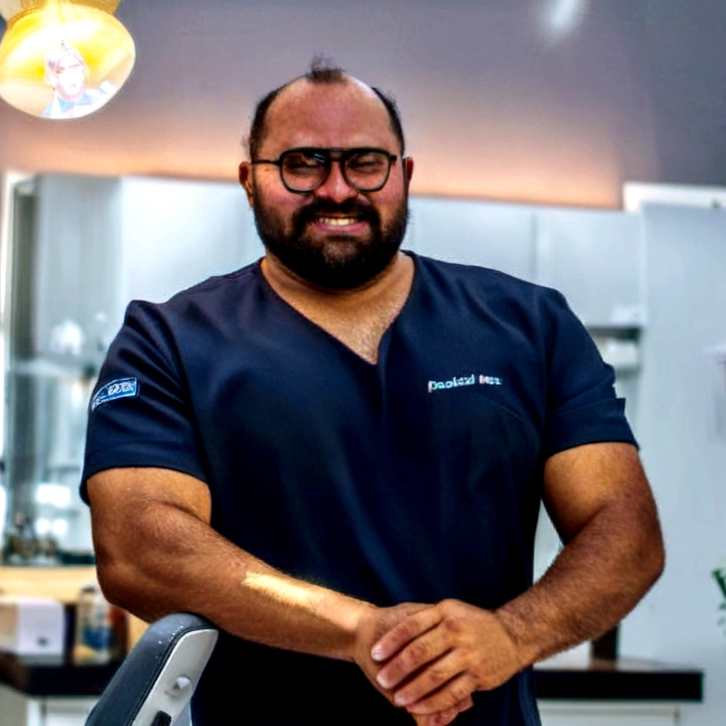 Arafed man in a blue shirt standing in a kitchen with a light on., dentist, commercial photography, reddit mail, profile picture, and two saints, In the background, instagram mail, mail, Daniel Mirante, David Rios Ferreira, profile picture, professional photo, gives life, Roch's address, Professional image, Josh Grover, pablo davey