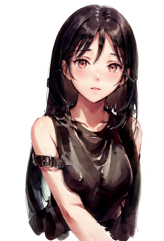 (masterpiece), best quality, expressive eyes, perfect face,1_girl, sexy girl, cropped shirt, Summer Smith, red and black hair, shoulder length hair, leather tank top, leather pants