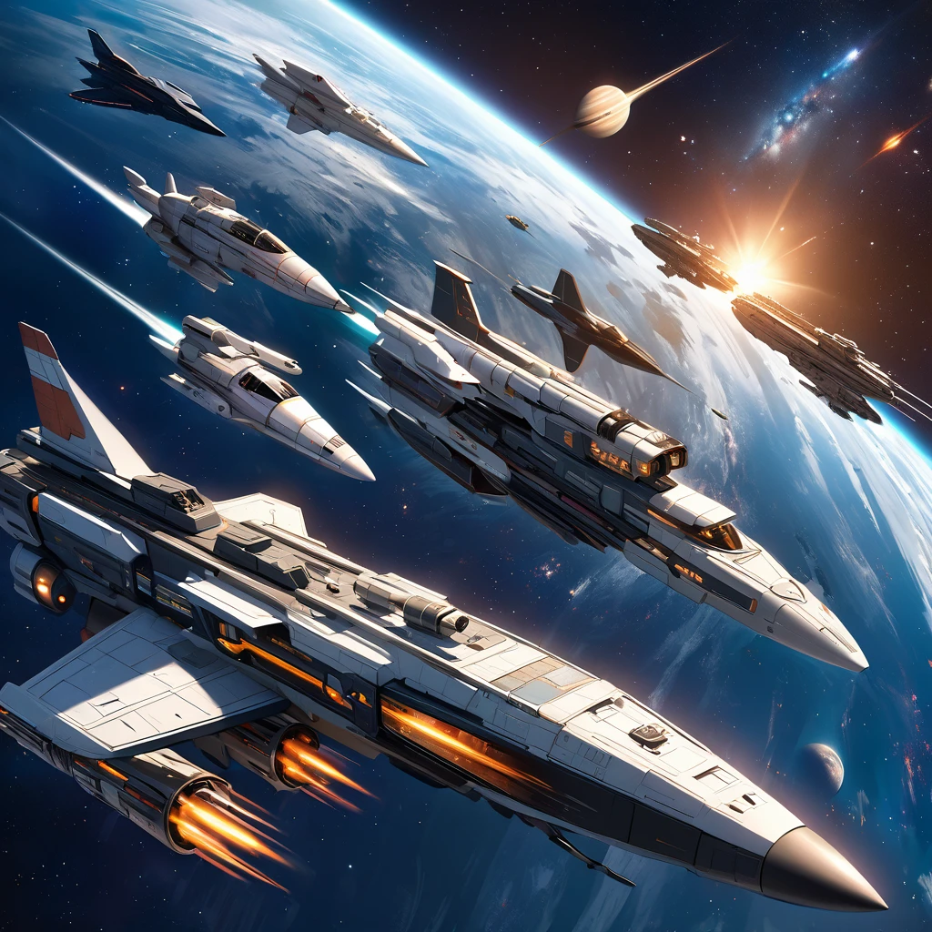 Realistic, super detailed, space, universe,Space war, astronomia, spaceship, space battleships, rail gun,Interstellar war, supernova explosion